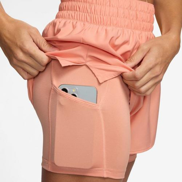 Women's Nike One Dri-FIT High-Waisted 2-in-1 Shorts Apricot Size XS NWT - Picture 2 of 6